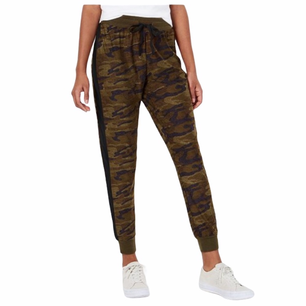 Planet Gold Camoflouge Print Joggers Black Stripe